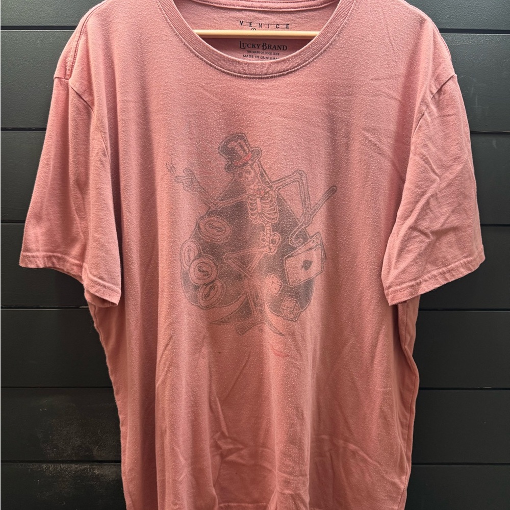 Lucky Brand Venice Burnout Men's Dusty Rose Graphic Tee